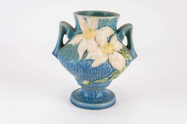 Vintage Roseville Pottery Clematis Double Handled Vase