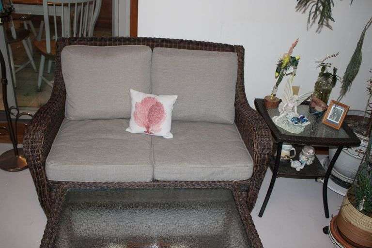 Wicker Loveseat & Table