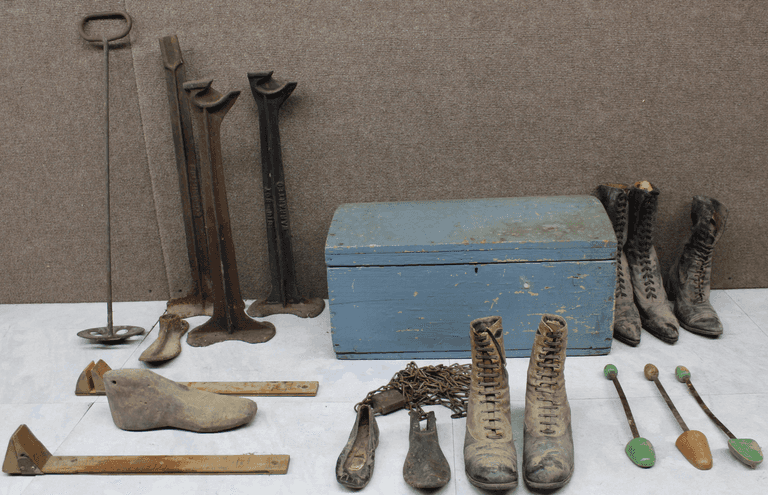 Antique Cobbler and Shoe Repair Tools with Wooden Chest