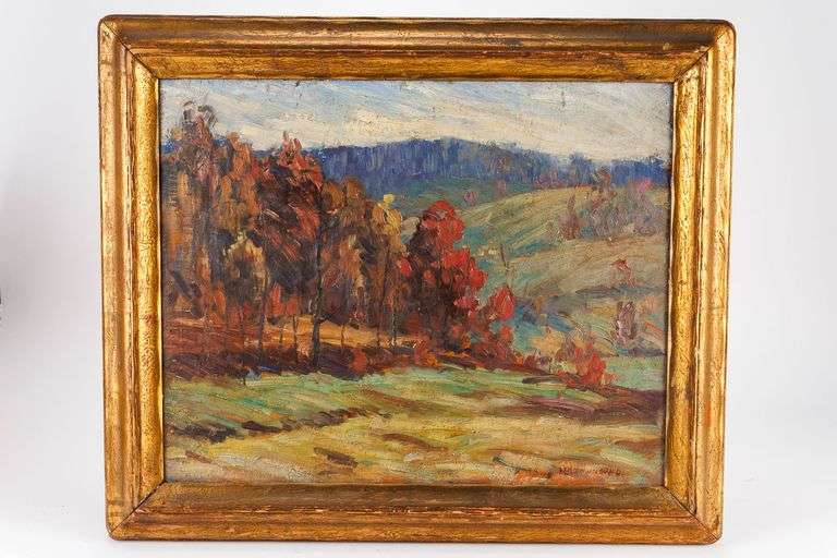 Vintage Original Oil on Canvas Painting of a Landscape by Harry R. Townsend (1885-1968)