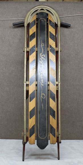 Vintage Flexible Flyer ‘Sky Plane’ Sled with Metal Frame and Wooden Slats