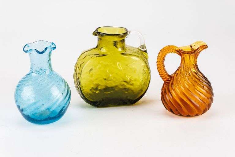 Trio of Glass Pitchers