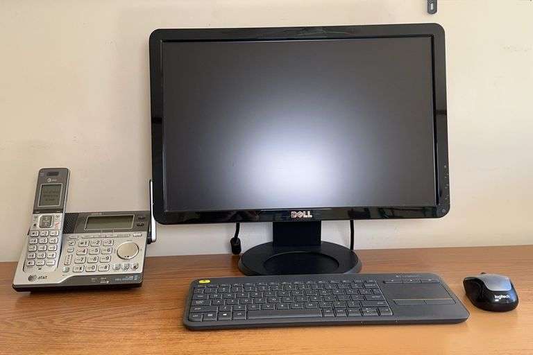 19in Dell Monitor, Logitech Wireless Keyboard & Mouse & AT&T Landline Phone