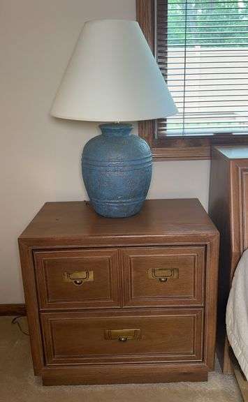 Stanley Nightstand with Blue Lamp