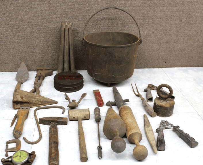 Vintage Tools, Metal Bucket, and More