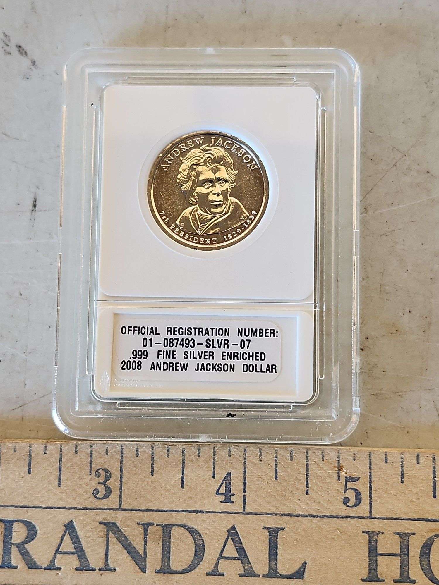 Uncirculated .999 Fine Silver Enriched 2008 Andrew Jackson Dollar