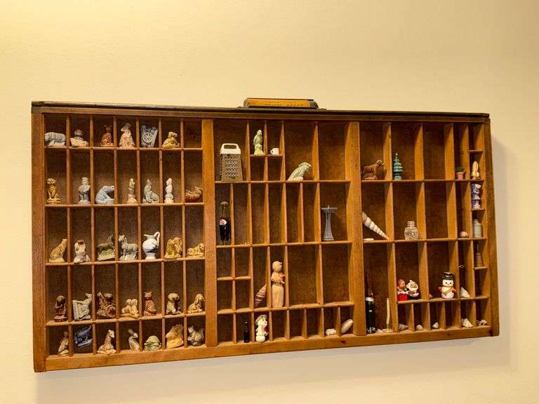 Wooden Printer's Tray Display Shelf