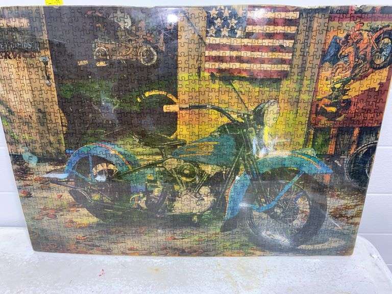 Completed & Glued Harley-Davidson Motorcycle Jigsaw Puzzle Wall Art