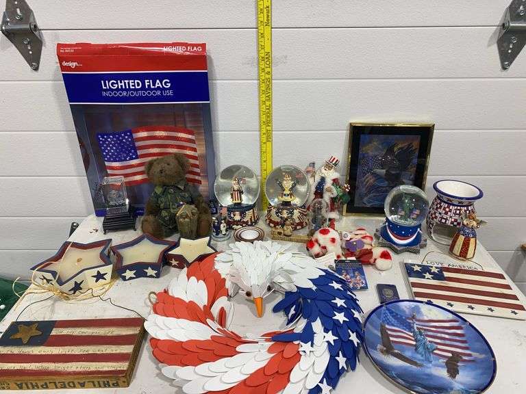 patriotic red, white, and blue decorations.