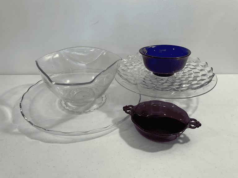Assorted Vintage Depression & Elegant Glass Serving Pieces – 6 Pieces