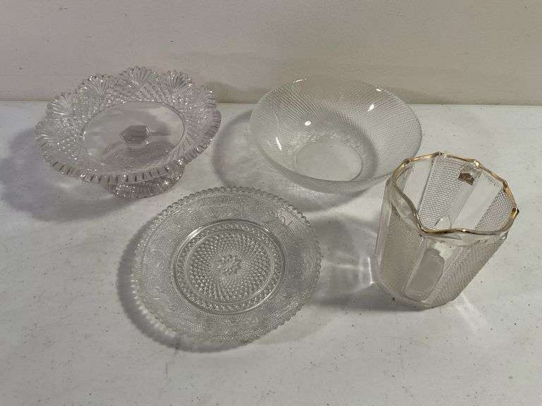 Assorted Vintage Glass Serving Pieces – 4 Pieces