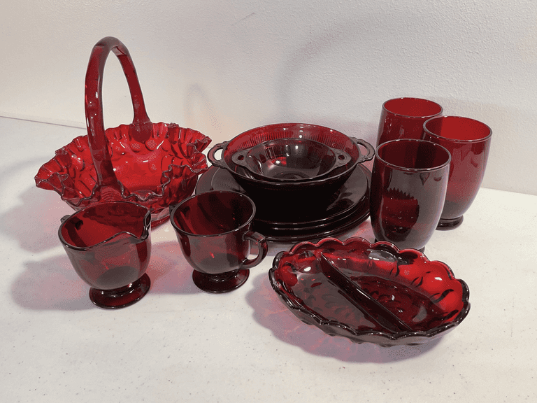 Anchor Hocking Royal Ruby Red Glass Collection - 14 Pieces