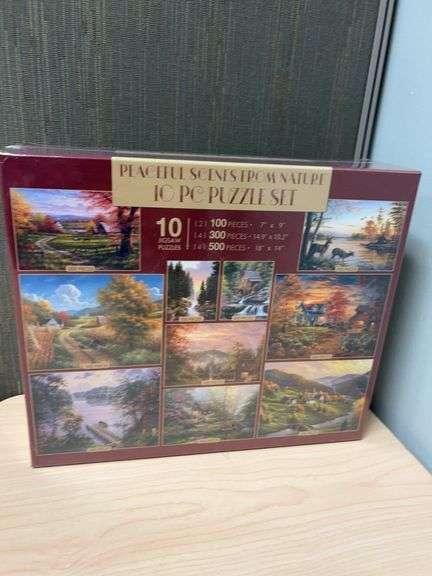 Peaceful Scenes From Nature 10-Piece Jigsaw Puzzle Set, 3400 Total Pieces, Multiple Artists, Boxed C