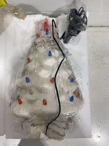 Vintage-Style White Ceramic Light-Up Christmas Tree