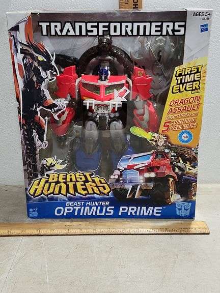 2012 Transformers Beast Hunter Optimus Prime W/Dragon Assault Truck Mode & 5 Spinning Cannons