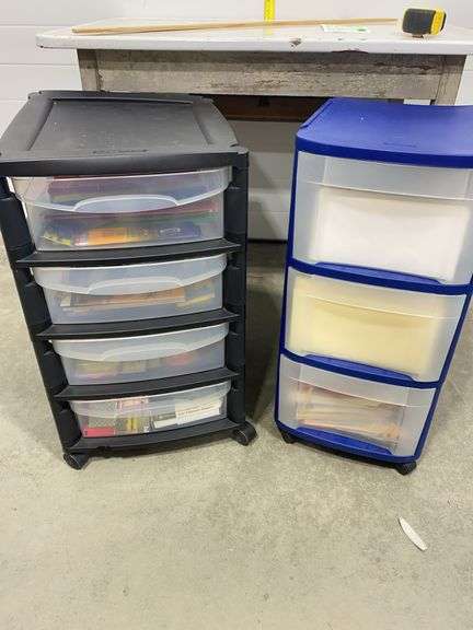 Pair of plastic rolling drawer carts / storage organizers.