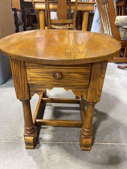 Round Oak Side Table