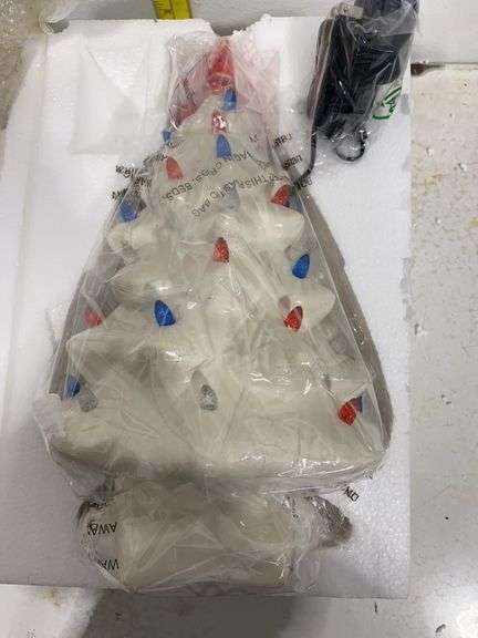 Vintage-Style White Ceramic Light-Up Christmas Tree