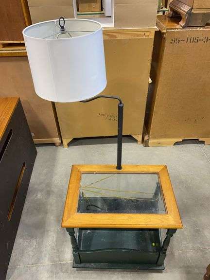 Floor Lamp with Integrated Wooden Accent Table