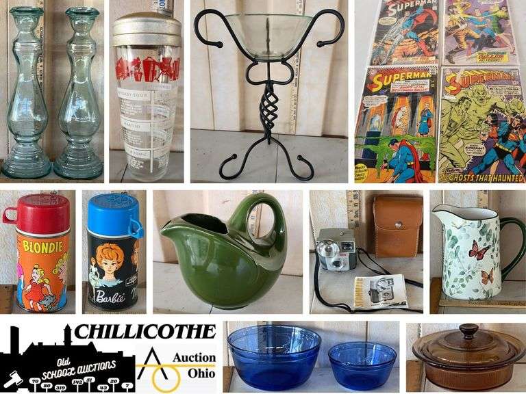 CHILLICOTHE: CorningWare, Pyrex, 1960s Thermoses, Comic Books, Westmoreland Planter, & More