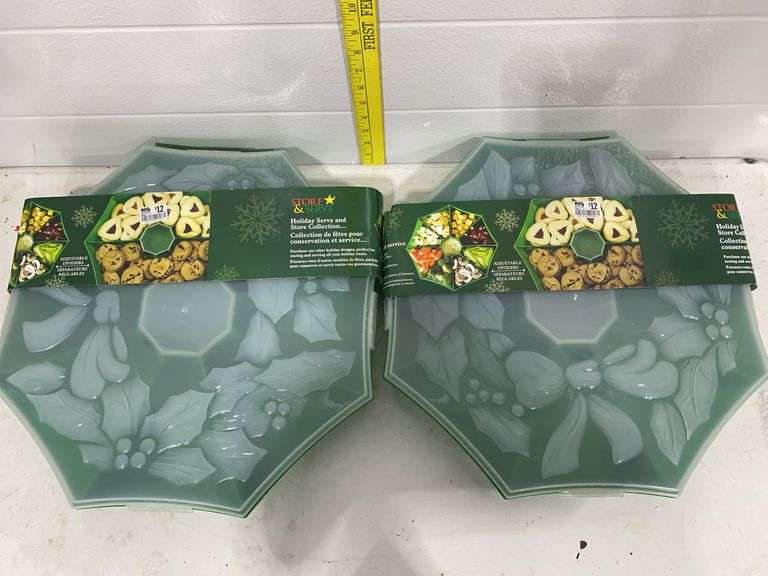 Store & Style Holiday Serve and Store Collection - 2-Piece Covered Serving Trays