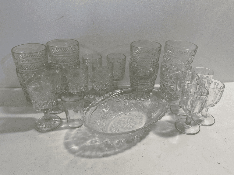 20 Pieces Vintage Clear Glassware Collection