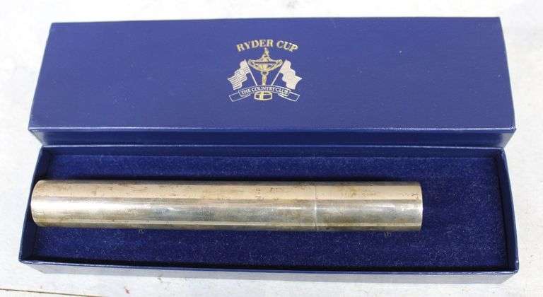 Sterling Silver Ryder Cup Cigar Tube with Original Case