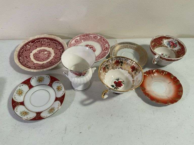Assorted Fine China, Bone China & Red Transferware – 8 Pieces
