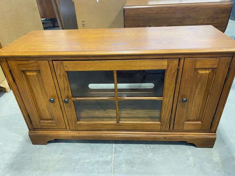 Wooden Credenza / TV Media Stand with Glass Doors