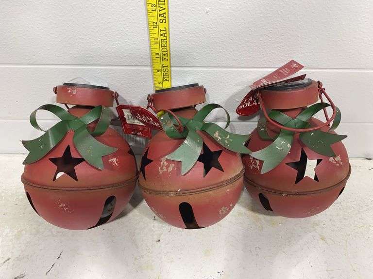 Red Metal Bell Solar Lamps