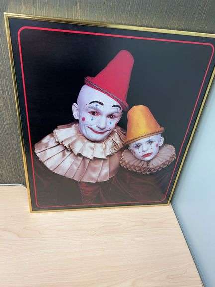 Framed Portrait Print of Two Clowns in Costume, Picture Shop Gallery, Lakewood CO