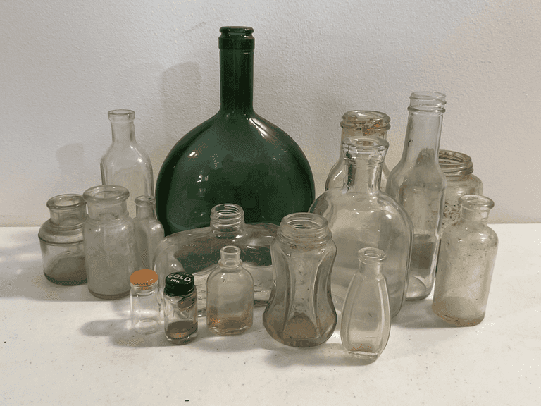 Vintage Glass Bottles & Apothecary Collection (16 Pieces)