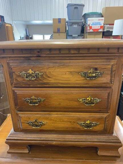 Vintage Wooden 3-Drawer Nightstand