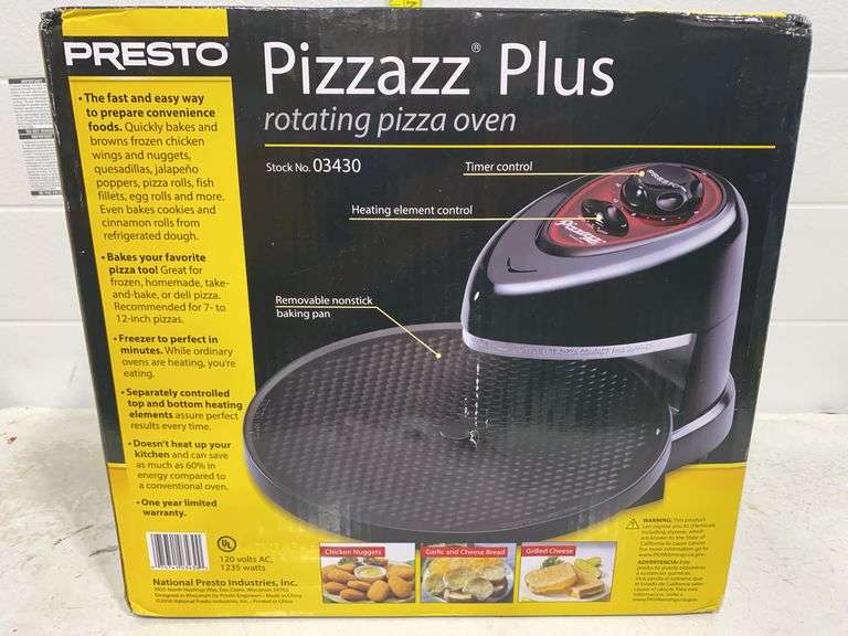 Presto Pizzazz Plus rotating pizza oven.