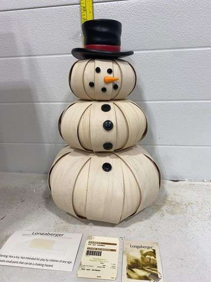 Longaberger "Top Hat Snowman" Handwoven Basket (2012) - With Original Tags