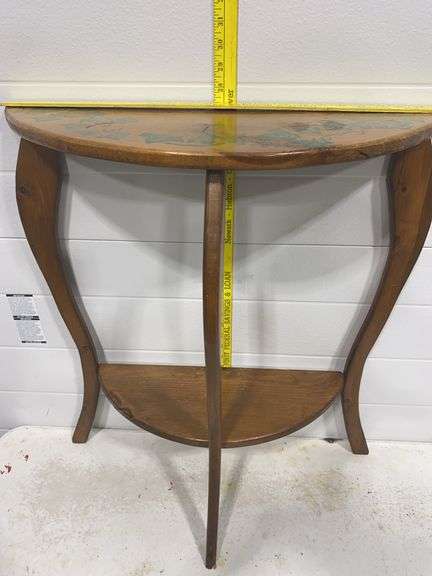 Vintage Wooden Demilune Half-Round Console Table