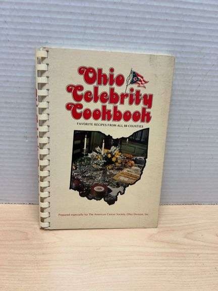 Ohio Celebrity Cookbook 1978 Spiral Bound – American Cancer Society, Ohio Recipes All Counties, 1st 