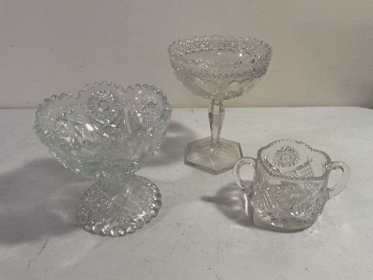 Assorted Vintage Pressed Glass Serving Pieces – 3 Pieces