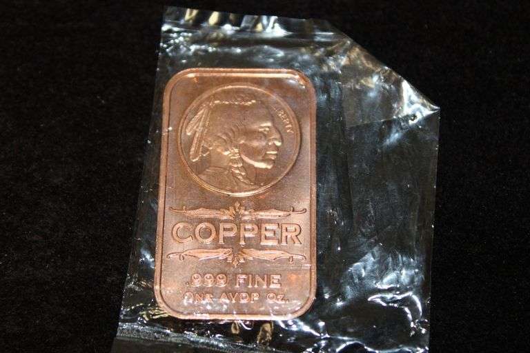 One Ounce .999 Fine Copper Bullion Bar