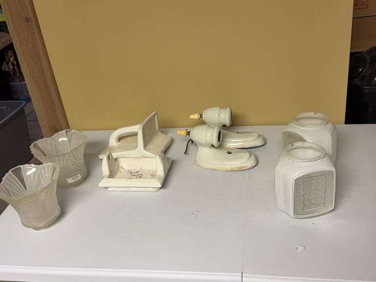 Vintage Milk Glass Shades, Porcelain Bathroom Fixtures & Accessories