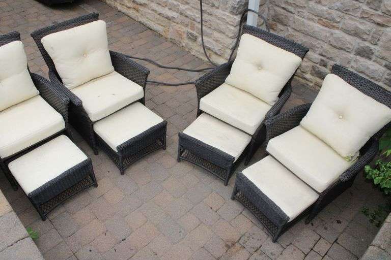 Hampton Bay Wicker Patio Armchairs & Ottomans