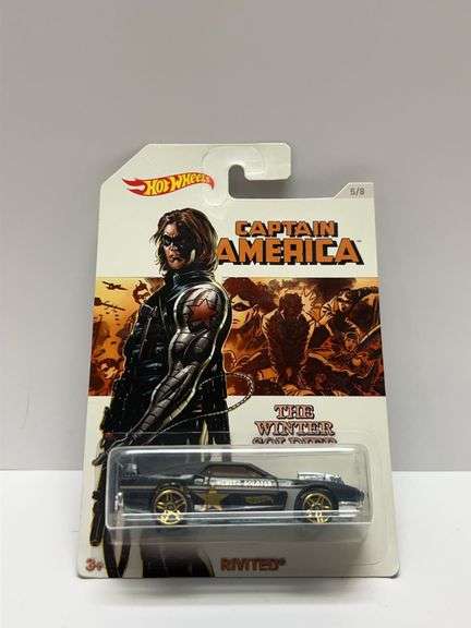 Hot Wheels Captain America Winter Soldier Rivited Die-Cast Car, Marvel Comics Series, Carded, DJK76,