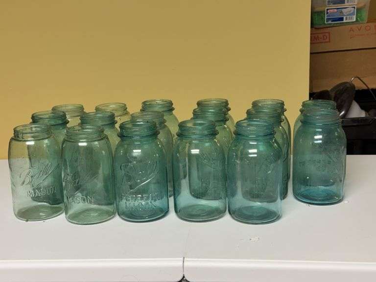 Vintage Ball Perfect Mason Blue-Green Canning Jars