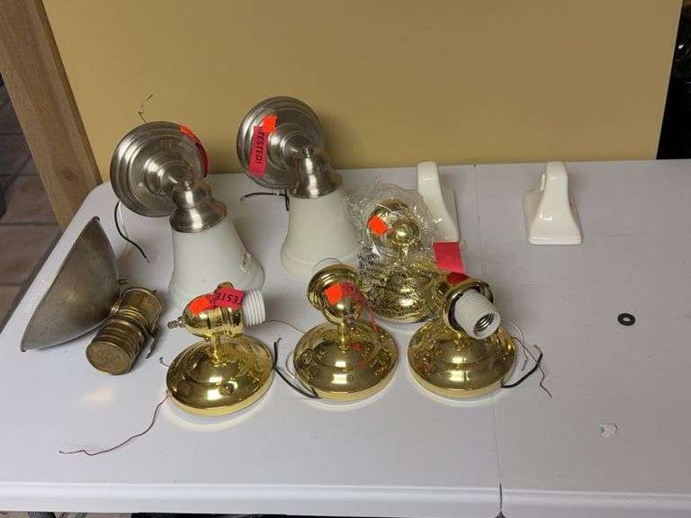 Wall Sconces, Brass Ceiling Fixtures & Lighting Hardware Lot