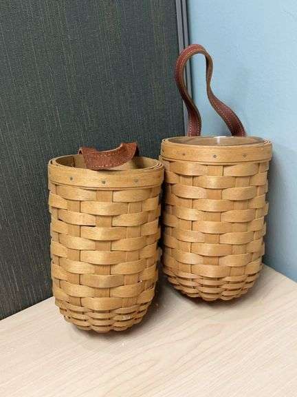 Longaberger Handwoven Hanging Baskets With Leather Handles, Dresden OH