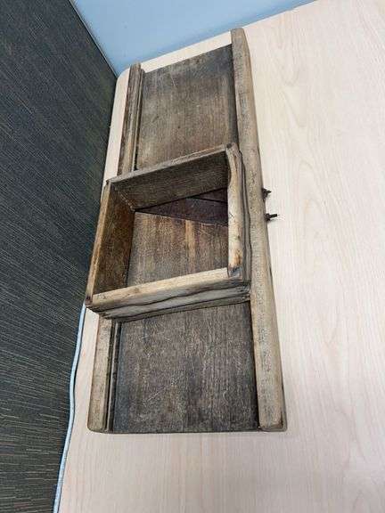 Early 20th Century Wooden Mandoline Slicer with Adjustable Blades and Sliding Box