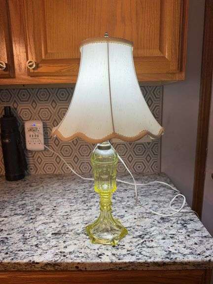 Vintage Vaseline Glass Table Lamp