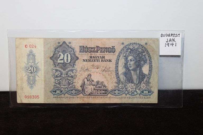 1941 Budapest Hungarian 20 Pengo Magyar Nemzeti Bank Note