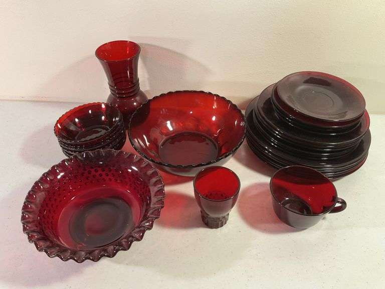 Anchor Hocking Royal Ruby Red Glass Collection - 26 Pieces
