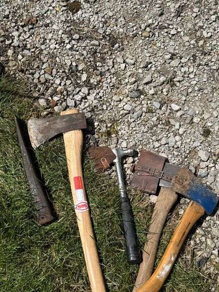 Assortment of Axes, Maul & Splitting Wedge